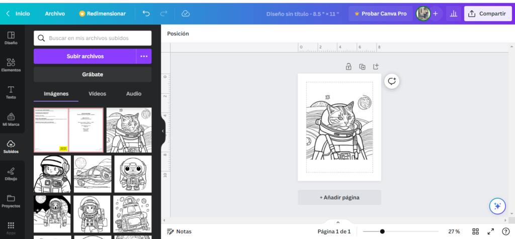 creando en Canva un libro para colorear