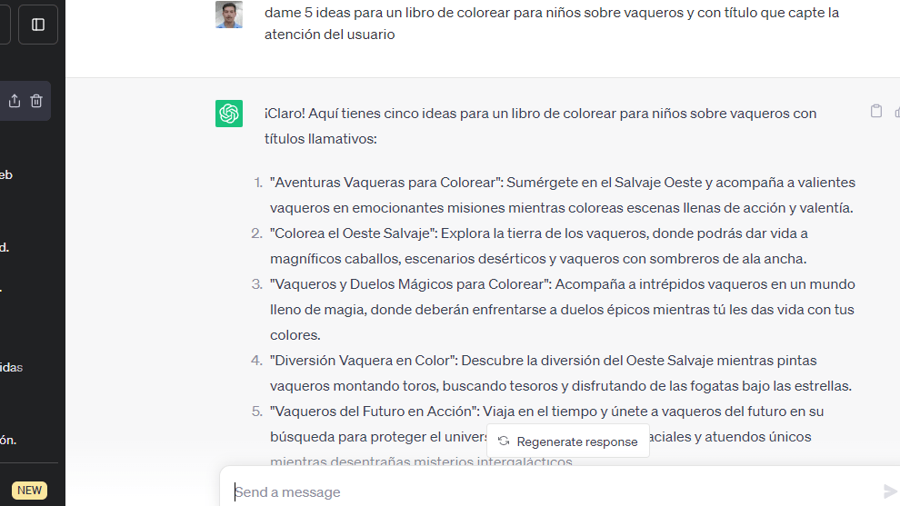 consulta a chat gpt sobre ideas de un libro para colorear
